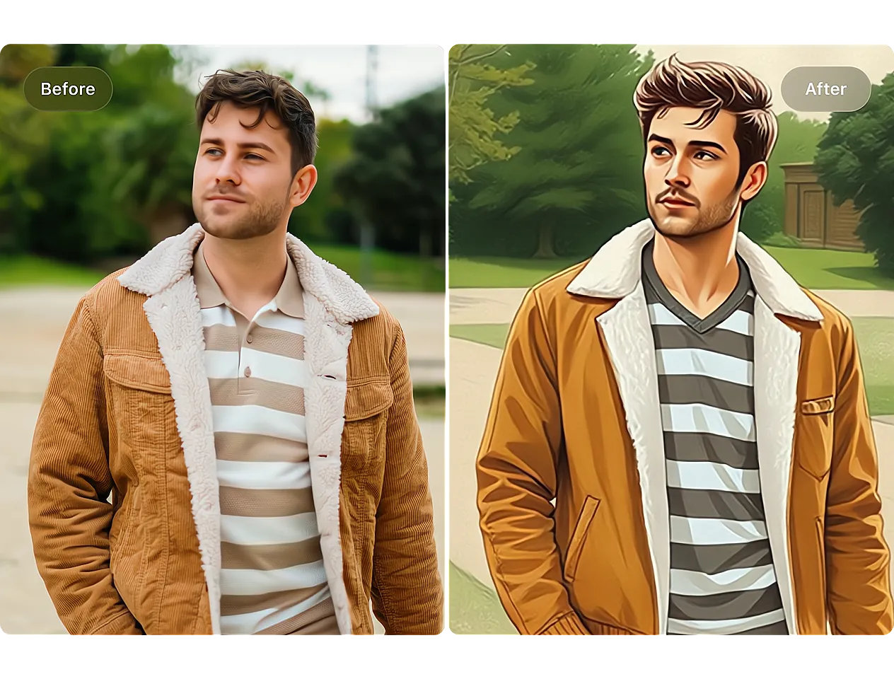 cartoonize, anime, comic, and ghibli style